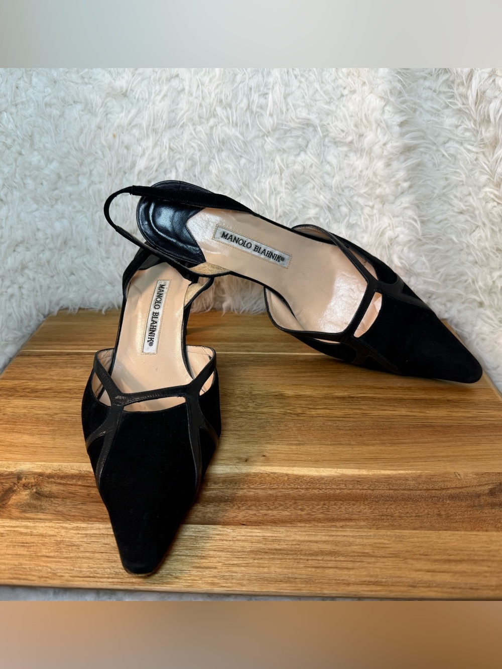 Manolo Blahnik Black suede sling back Pumps size 40